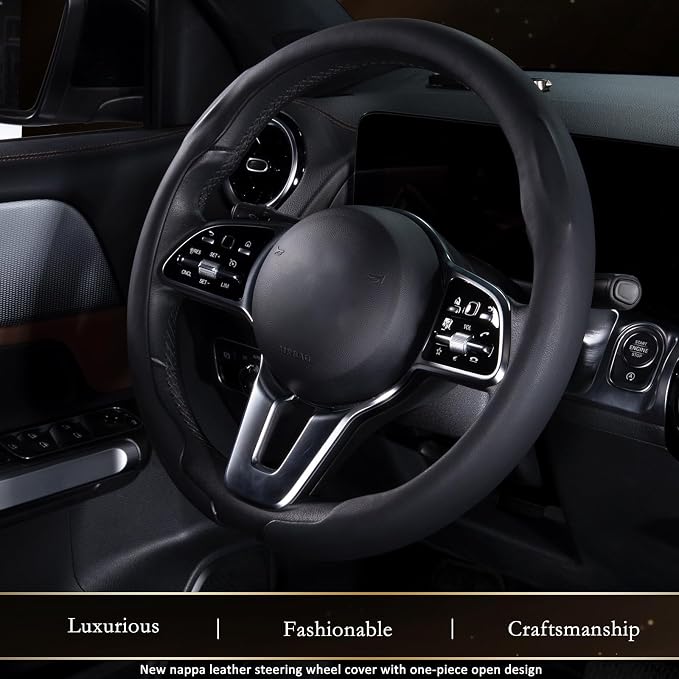 Aimato Car Steering Wheel Cover, Ultra-Thin Car Steering Wheel Cover,Comfortable & Breathable Microfiber,Universal Fit for Most Cars, Black