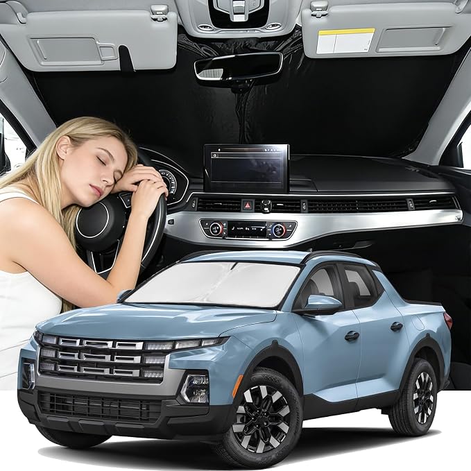 Windshield Sunshade for Hyundai Santa Cruz 2022-2026 Sun Shade 4 Layers | Car Windshield Accessories Upgrade Blocks UV Rays Custom Fit Santa Cruz 240T Car Window Shades Front Windshield Keep Cool