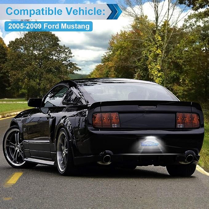 LED License Plate Light Lamp Assembly Compatible with 2005-2009 Mustang 6000K White, Pack of 1