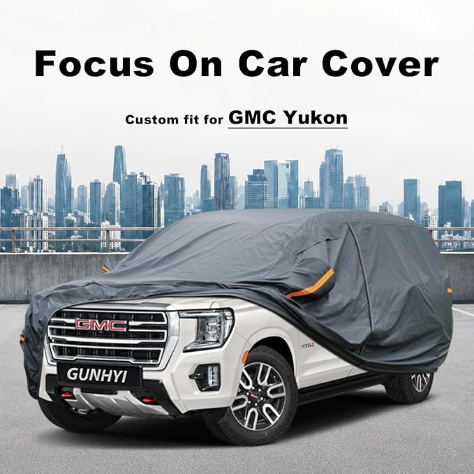 GUNHYI Premium Car Cover Custom Fit GMC Yukon (2006-2026), not fit Yukon XL, 16 Layers Heavy Duty Car Cover Waterproof All Weather with Zipper Door for Sun Rain Snow Dust Uv Protection