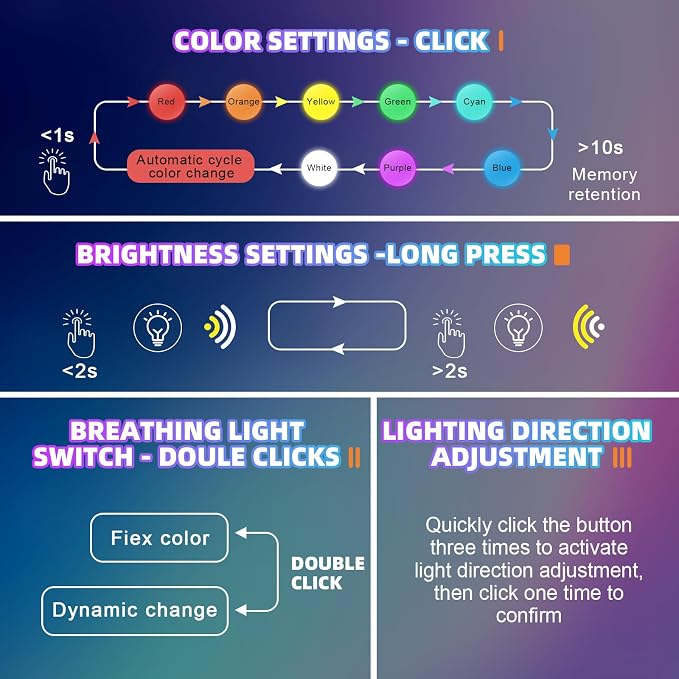 Frienda 2 Pcs Mini USB LED Light Car LED Interior Lighting 5v RGB Foldable Ambient Lighting Adjustable 8 Color and Brightness Smart USB Night Lamp for Cars Laptop Keyboard (Type-c)