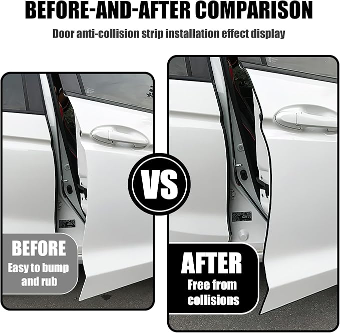 Car Door Edge Guard, 16.4Ft (5M) U Shape Rubber Seal Edge Trim Vehicle Door Protector, Anti-Collision Automotive Protection Door Edge Guard Trim, Universal Car Accessories (Black)