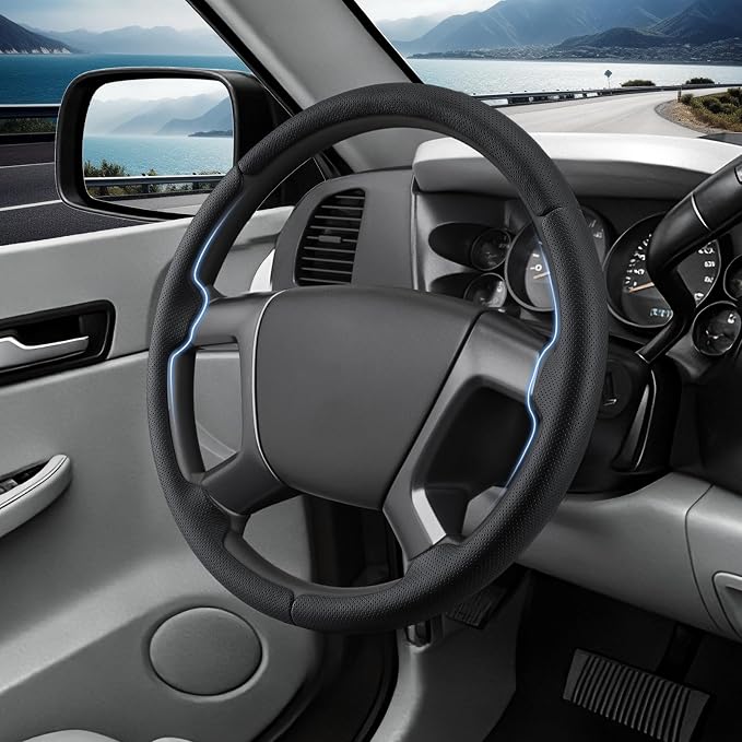 Steering Wheel Cover for Chevy Silverado 1500 GMC Sierra 1500 2007-2013/2500 3500 Chevrolet Tahoe Suburban Yukon (Yukon XL) 2007-2014/ Traverse 2009-2017/ GMC Sierra 2500HD 3500HD 2008-2014