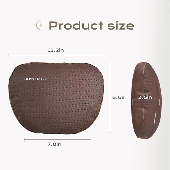 Coverado Car Headrest Pillow Soft Memory Foam Car Neck Support Pillow with Adjustable Strap, Relax Head Muscles Relieve Driving Fatigue, Breathable & Removable Cover