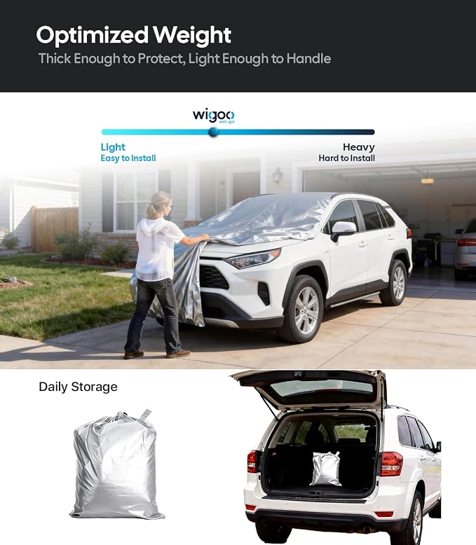 Wigoo Toyota RAV4 Car Cover 1996-2026, Custom Fit Waterproof All Weather Outdoor Full Exterior SUV Cover, Windproof Rain Sun UV Snow Dust Protection, Paint-Safe Lining, Door Zipper, RAV4 Accessories