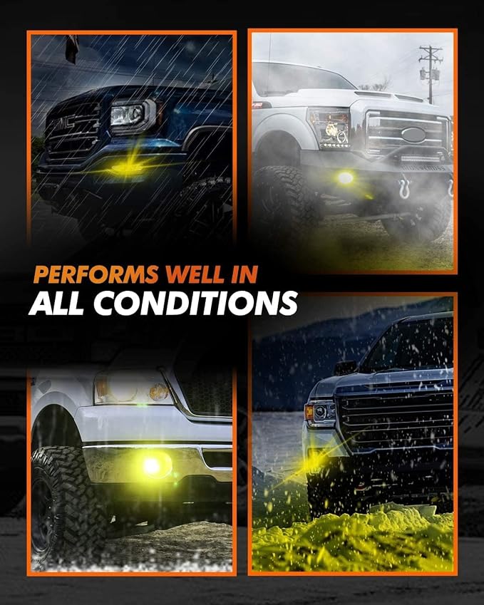 SEALIGHT 9145 H10 Yellow LED Fog Light Bulbs, 13,000LM 600% Brightness 9045 H10 Led Bulb Yellow Fog Lamps, 3000K Amber Strong Penetration 9140 9040 LED Fog Light Bulbs RV Interior Lighting (Pack of 2)