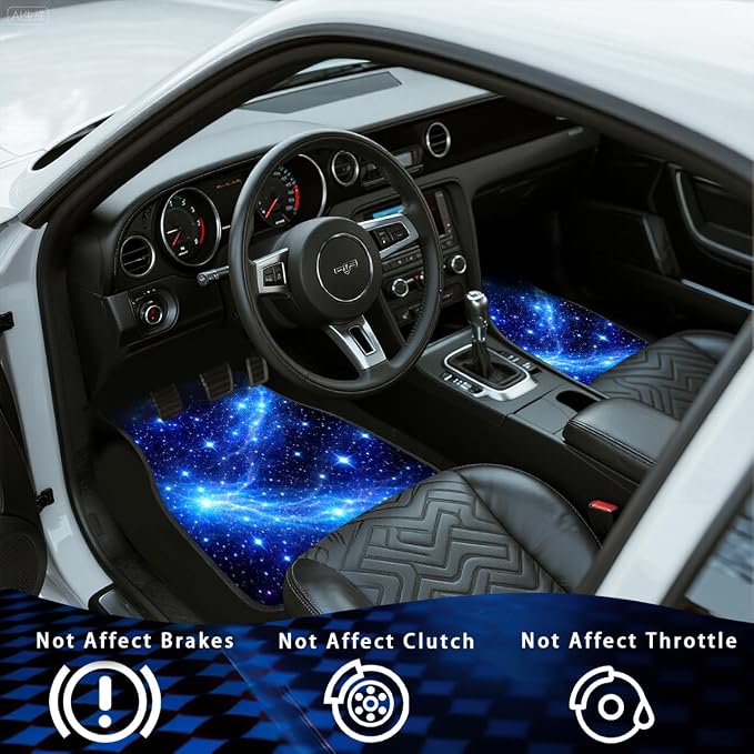 Galaxy Car Floor Mats Set of 4 Blue Starry Night Cosmic Sky Automotive Foot Mats Rugs Carpet for Car Non-Slip Auto Car Accessories Universal Fit Car Accessories for Truck