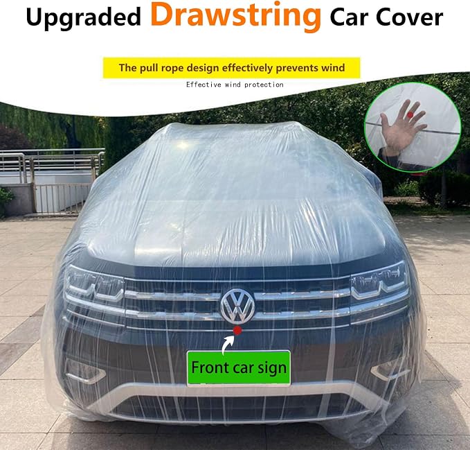 Waterproof Universal Rain Dust Garage Cover with Elastic Band for SUV Sedan Cars, Covers for Outdoor Snow/Rain Weather Protection，Individually packaged, super convenient(Membrane size：12.5ft x 21.7ft)