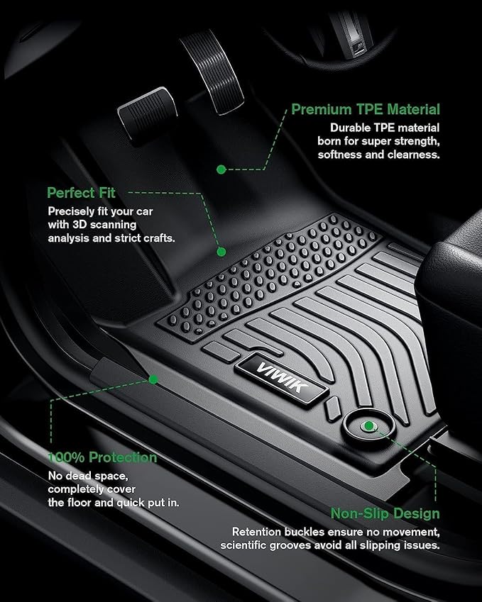 VIWIK Floor Mats Fit for Mazda CX-5 2025-2022 Heavy Duty Protection, TPE Anti-Slip Car Mats All Weather Custom Floor Liners for CX5 2022 2023 2024 2025