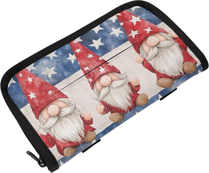 Three July 4th Gnomes Stars Car Tissue Holder Durable Napkin Holder Hanging Tissue Holders Case Car Tissues Bag for Sun Visor Seat Back Universal Auto