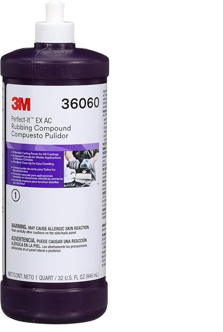 Perfect-It Perfect-It EX AC Rubbing Compound, 36060, Fast Cutting, High Performing, 1 qt (32 fl oz) (Pack of 6)