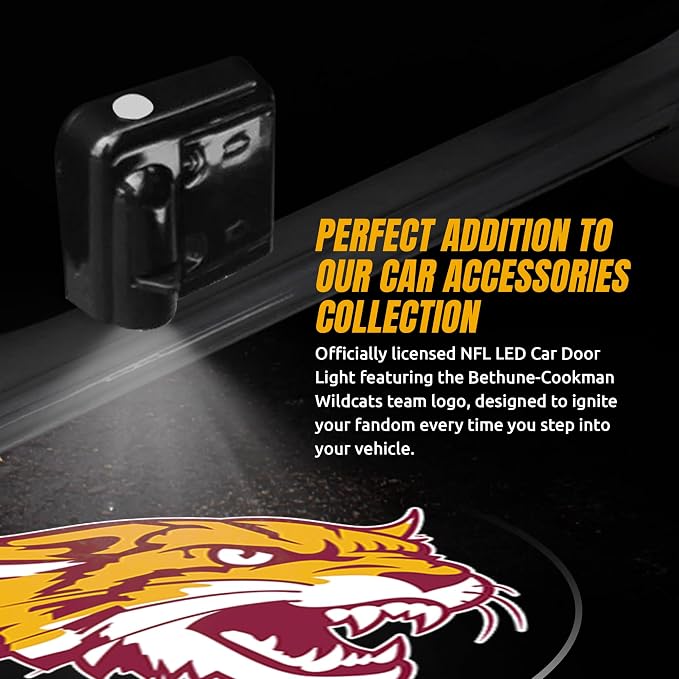 Sporticulture American Football Bethune Cookman Car Door Lights Logo Shadow Display - Officially Licensed NCAA Car Accessories - Show Your Team Pride - Battery Powered, Universal Fit