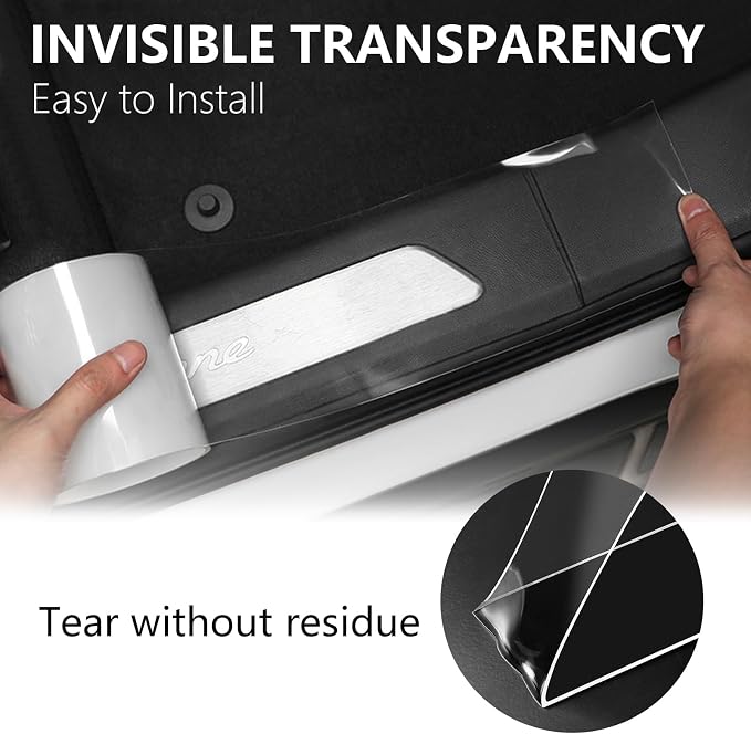 DGSL Car Door Edge Guards Door Sill Protector, 1.2In x 33Ft 5D Carbon Fiber Car Wrap Film, Vinyl Automotive Wrap Film Anti-Collision Fits for Most Car(Transparent)