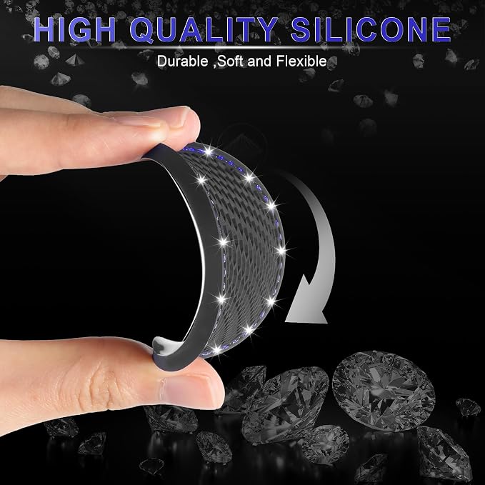 JUSTTOP 2 Pack Universal Auto Anti Slip Cup Holder Insert Coaster, Car Cup Holder Coaster, Bling Crystal Rhinestone Car Interior Accessories, Black - Blue