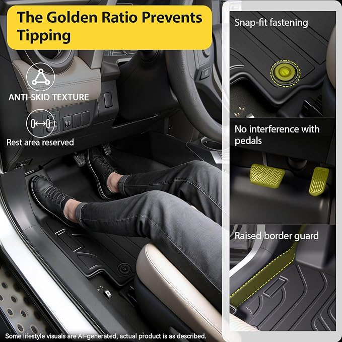 Floor Mats for Toyota RAV4 2013-2018, All Weather TPEFloor Liners Custom Fit Waterproof Non Slip Car Mats HeavyDuty Interior Accessories