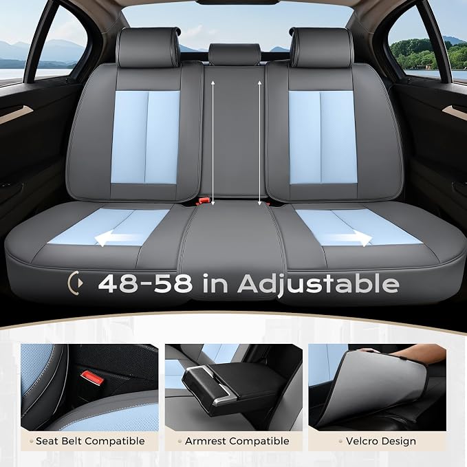 Coverado Car Seat Covers, Seat Covers for Cars, Waterproof Leather Auto Seat Protectors, Leather Car Seat Cushion, Car Interiors Accessories Universal Fit for Most Cars