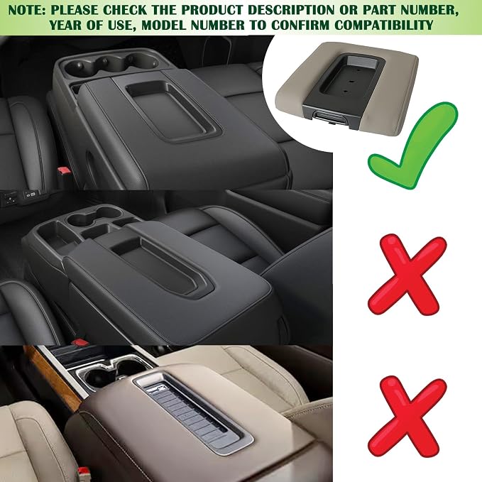 Front Seat Center Console Armrest Lid Beige Compatible with 2014-2019 Chevrolet Chevy Silverado Suburban Tahoe GMC Sierra Yukon XL Replaces 22881398