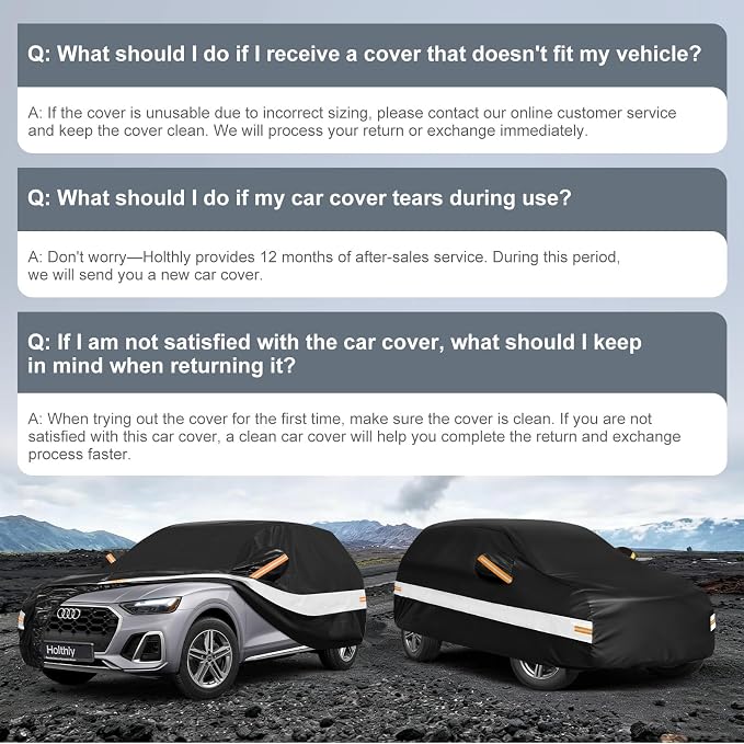 10 Layers SUV Car Cover Custom Fit for Audi Q5 (2008-2026), Waterproof All Weather for Automobiles, Outdoor Full Cover Sun Dust Rain Protection with Cotton. Black