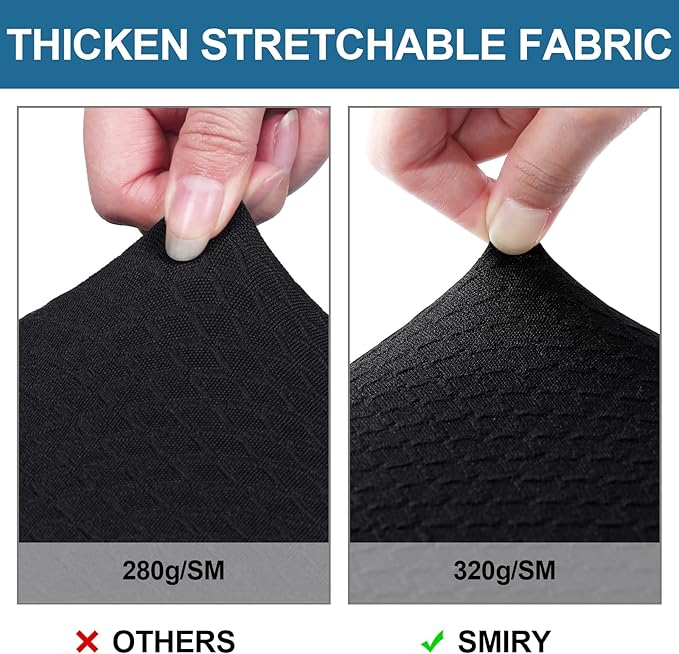 Smiry Waterproof Seat Covers for Dining Room Chairs Set of 8, Stretch Jacquard Removable Washable Chair Seat Slipcovers Protector, No Rear Covers, Black