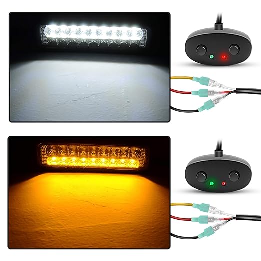 Nilight 10031W Amber White Dual Color Light Bar Wiring Harness Kit 16AWG with 12V Relay 15A Inline Blade Fuse Push Button Switch for Offroad Driving Light, 2 Leads