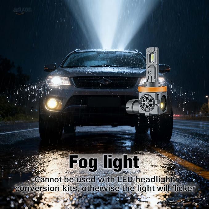Termitor Upgraded H11/H9/H8 Light Bulbs, 146,000LM Brightness Driving Light | 6500K White H11/H16 Fog Light Bulbs Real 1:1 Halogen Mini Size, 85000+ Hours Lifespan, CANBUS Ready, Plug N Play, Pack of 2