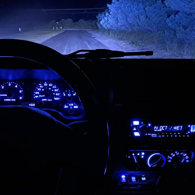 16 Pieces Interior Dash Gauge Cluster Lights with Sockets + HVAC Control Panel LED Bulb Kit, Easy To Install Blue, Fits Jeep Wrangler TJ 1997-2006
