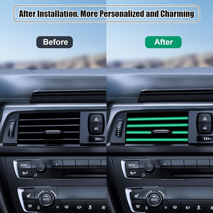 20 Pieces Universal Car Air Conditioner Vent Trim Decoration Strip Accessories, Waterproof Flexible Shiny Auto Car Interior Accessories for All Air Vent Outlet