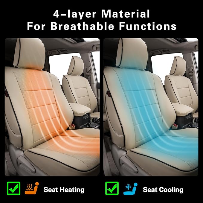 EKR Car Seat Covers Custom Fit for Toyota 4Runner(5 Seats) Full Set | for Toyota 4Runner 2003-2009(Manual Front Seats)Full Wrap,Airbag Compatible,Waterproof Pet-resistant,Faux Leather(Beige)
