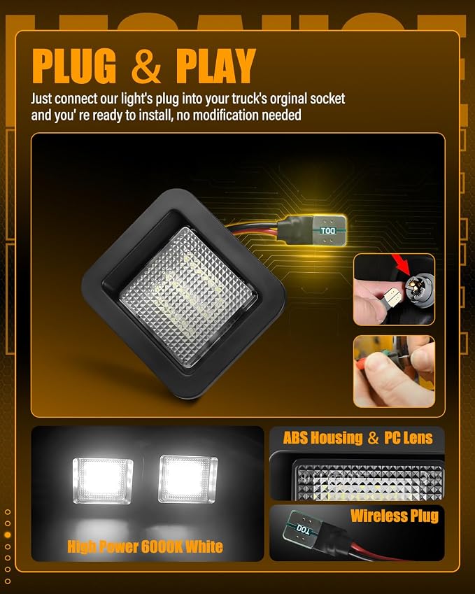 LESAUCE LED License Plate Lights for 2015-2020 2021 2022 Ford F-150, LED Tag Lights for 2017-2020 Raptor, 6000K White, Plug N Play, 2PCS