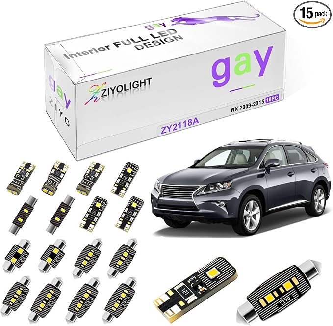 LED Interior Light kit for Lexus RX330 RX350 RX400h RX450h, 6000K White Dome Lights Accessories Replacement Package, LED Light Bulbs Upgrade (For Lexus RX 2009-2015 (18 Bulbs))