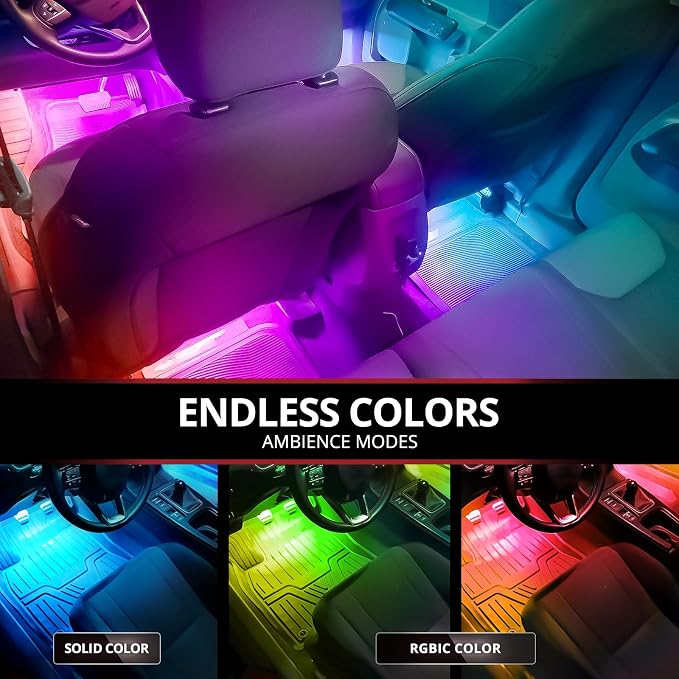 OPT7 Aura DreamColor RGBIC Interior SUV & Van Lights with App & Remote | Chasing Rainbow Effects, Extended Footwell Ambient Lighting, Full SUV Coverage, 3-Row Car Decor, Music Sync, 6PC Kit