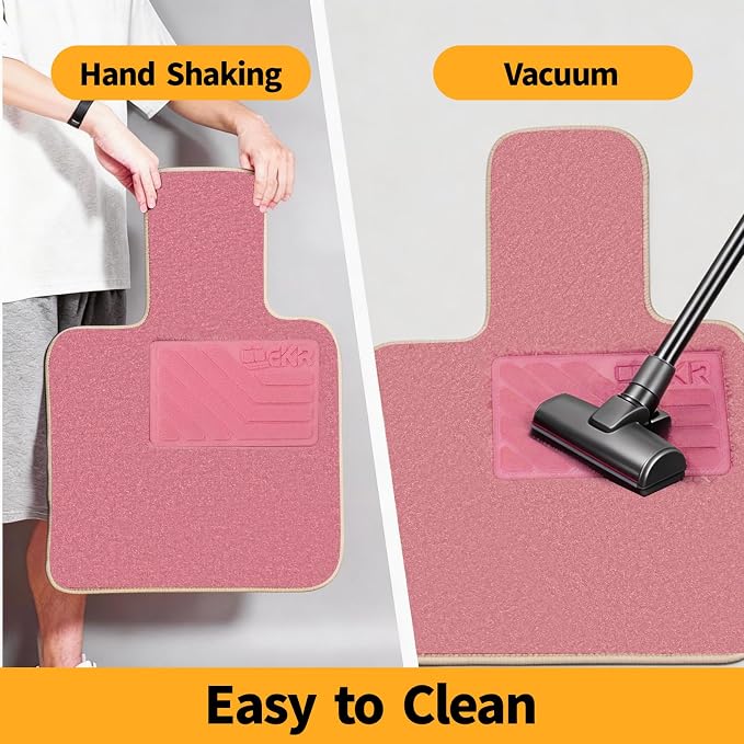 EKR All-Weather Universal Floor Mats,Thick Anti-Slip Car Carpet(Pink) | 0.5 inch Thick Anti-Slip Automotive Floor Mat with Driver Heel Pad Fit for SUV/Vans/Sedans/Trucks,Pink Carpet 4pcs Full set