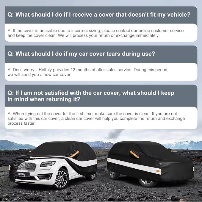 10 Layers SUV Car Cover Custom Fit for Lincoln Nautilus, MKX (2006-2026), Waterproof All Weather for Automobiles, Outdoor Full Cover Sun Dust Rain Protection with Cotton. Black