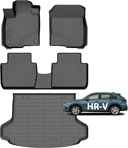 Floor Mats for 2023-2026 Honda HRV (Include Hybrid) | 2025 2026 Acura ADX | Custom Fit TPE Mats Accessories for HR-V All Weather Protection Waterproof Anti-Slip Liners 1st 2nd & Trunk Mat