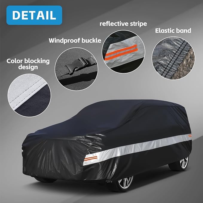 10 Layers Minivan Car Cover Waterproof All Weather for Automobiles,100% Waterproof Outdoor Car Covers Rain Snow UV Protection. Custom Fit Honda Odyssey,Toyota Sienna,Dodge Grand Caravan,etc
