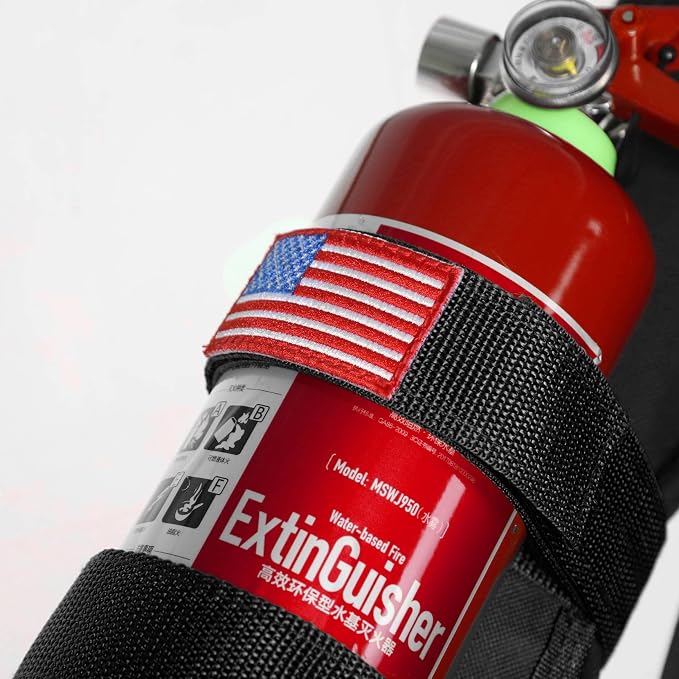 Voodonala Adjustable Roll Bar Fire Extinguisher Mount Holder 3 lb for Jeep Wrangler Unlimited CJ YJ LJ TJ JK JKU JL JLU 4XE,Black with USA Flag Pattern