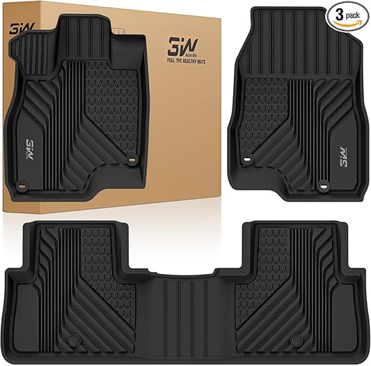3W Floor Mats Fit for Acura RDX 2026 2025 2024 2023 2022 2021 2020 2019 TPE Non-Slip All Weather Custom Fit Floor Liner for Acura RDX 1st & 2nd Row Full Coverage Car Liners Black