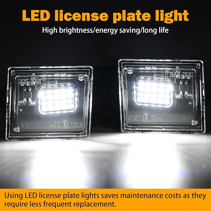 KanSmart LED License Plate Light for Chevy Silverado GMC Sierra 2014-2023 | OE 23251664 23251665, 6000K white, IP65 waterproof, Colorado Canyon pickup tag lamp assembly, 1500 2500HD 3500HD, plug play