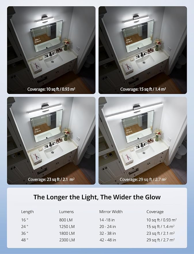 Combuh Black Bathroom Light Fixtures Over Mirror Lighting Gentle, 9W 16 Inch Modern LED Small Vanity Lamp Bar IP44 Slim Linear Bath Wall Sconces for Restroom Indoor Cool White 6000K