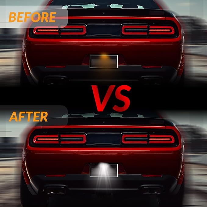 LED License Plate Light For 2015-2022 Dodge Charger Challenger Chrysler 300 Pacifica Jeep Compass Tag Lamp Assembly, 6000K White 1PCS