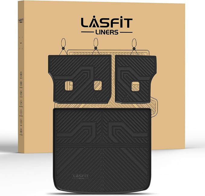 LASFIT Cargo Mat for Jeep Cherokee 2014-2018 All Weather TPE Custom Fit Rear Backrest Mat Trunk Seatback Cargo Liner, Black