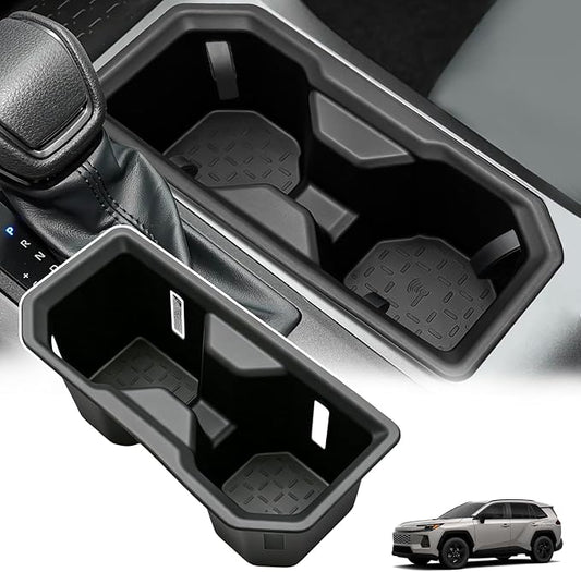 Cup Holder Insert for 2026 Toyota RAV4 Accessories, Spill-Proof, No Rattling Drink Holder Organizer, Center Console Silicone Cup Coaster Protector Anti-Slip Liner (Black)