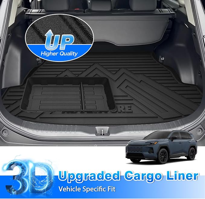 RAV4 Cargo mat - Trunk Mat for Toyota RAV4 2019-2025 (Fit for All Models), All Weather Trunk Mat & Storage Box for RAV4 Accessories, Heavy Duty Rubber Mats