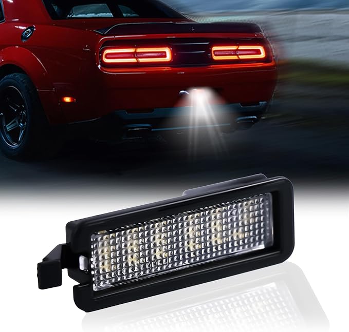 LED License Plate Light For 2015-2022 Dodge Charger Challenger Chrysler 300 Pacifica Jeep Compass Tag Lamp Assembly, 6000K White 1PCS