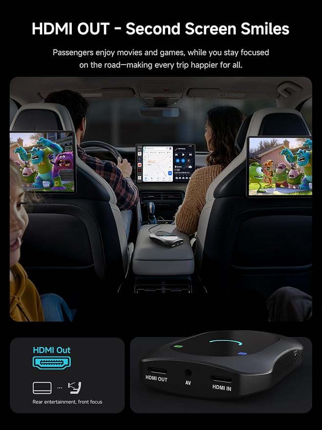 Magic CarPlay Box, Wireless CarPlay Adapter Supports for Netflix/YouTube/TF Card, AI Box Carplay, Plug & Play, Drivechat with AI Skills, Dual WiFi, Bluetooth, Fits for OEM Wired CarPlay Cars