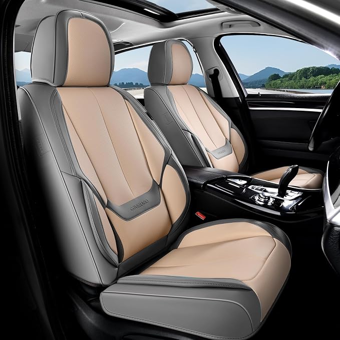 Coverado Car Seat Covers, Seat Covers for Cars, Waterproof Leather Auto Seat Protectors, Leather Car Seat Cushion, Car Interiors Accessories Universal Fit for Most Cars