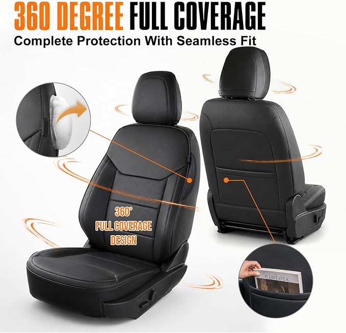 Mabett Seat Covers for Ford Maverick 5-Seat, Interior Protectors fit 2026 2022-2025 Maverick Accessories, Full Protection, Pu Leather (Black)