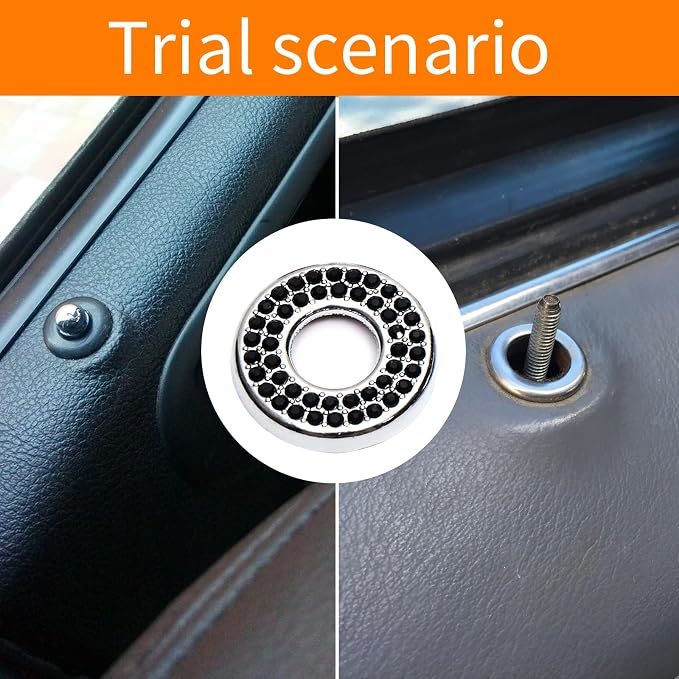 1 Pack 4 Pcs Bling Car Inner Door Lock Covers, Car Bling Accessories For Women Rhinestone, Rhinestones Pull Rod Bolt Decoration Covers Compatible With Mercedes-Benz A,B,C,D,E Class, Gla ,Glc (Black)