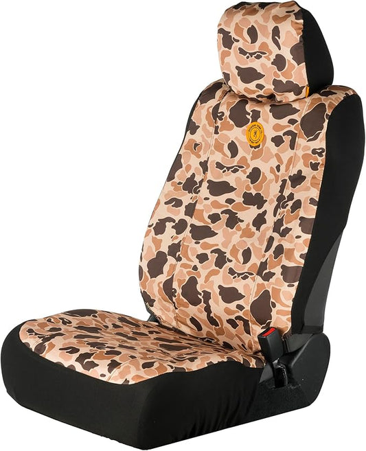 Browning Universal Low Back and Bench Seat Covers, Water and Dirt Resistant Car, Truck, and SUV Seat Covers, Arms Co. (Tan Duck Camo), Low Back (Single)