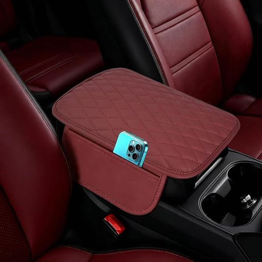 Upgraded Car Center Console Cover,Microfiber Leather | Car Armrest Cover Cushion with 2 Storage Bags,Universal Car Armrest Storage Box Car Interior Accessories for Most Vehicles